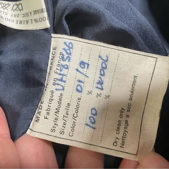 Myrene De Premonville Paris Vintage Double Breast Blazer Velvet Trim Gold Button - Picture 10 of 12